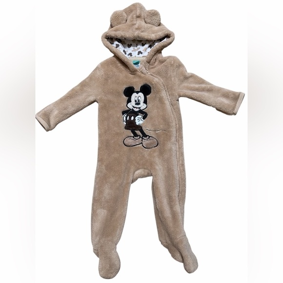 Disney Other - Disney Baby Mickey Mouse Tan One Piece Footed Sleeper Size 6/9 Month.
